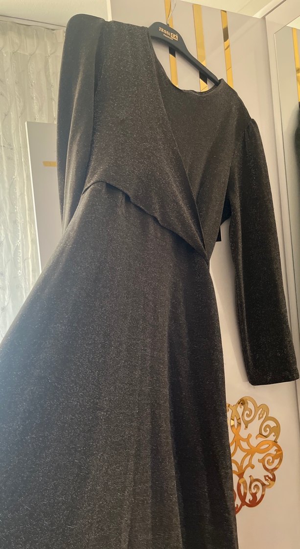 Gri Drapeli Uzun Kadın Elbise - Görsel 2