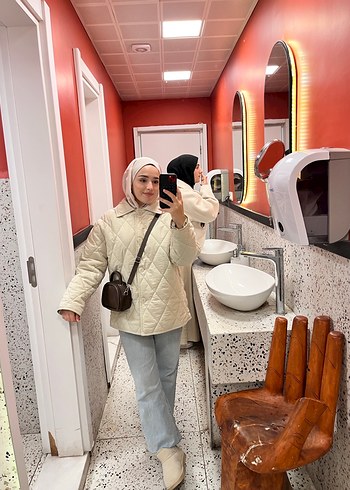 Camel Renkli Midi Kadın Kışlık Mont - Görsel 2