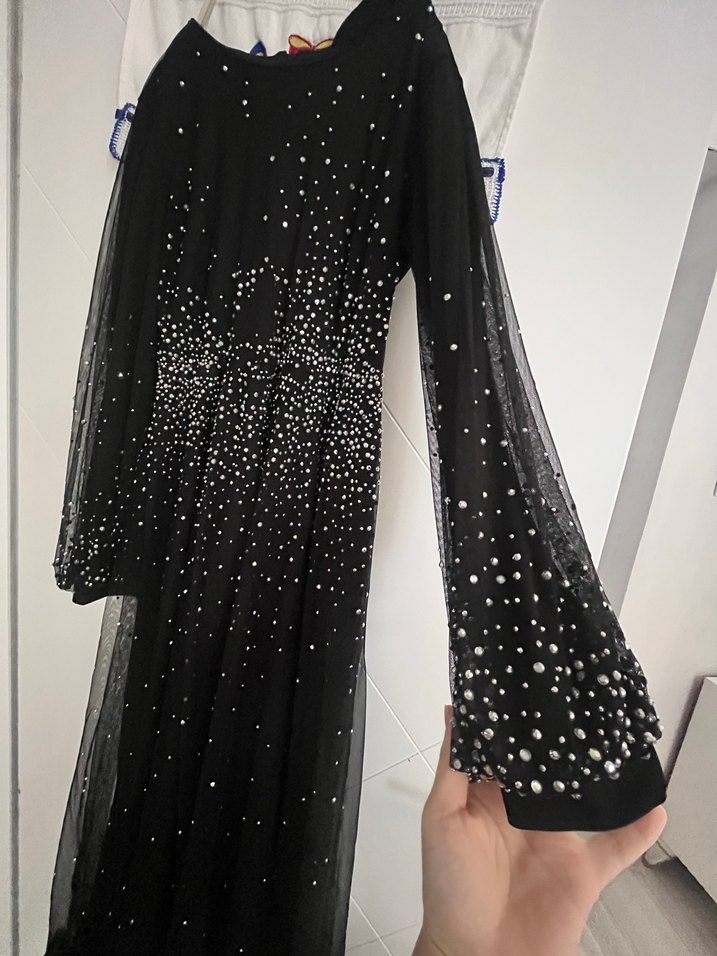 Siyah taşlı şık abiye - Görsel 2