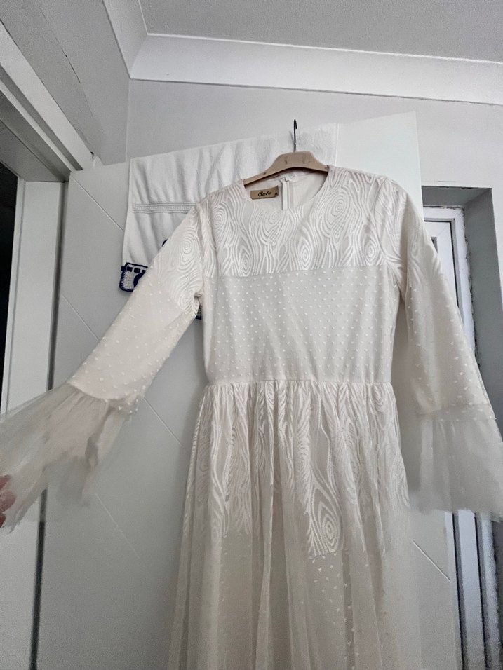 Dantel Detaylı Bohem Beyaz Uzun Elbise - Görsel 2