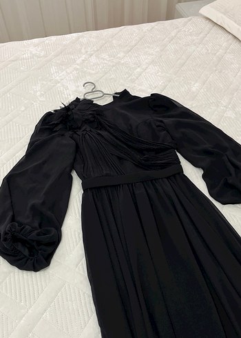 Uzun Siyah Gotik Kadın Abiye Elbise - Görsel 2