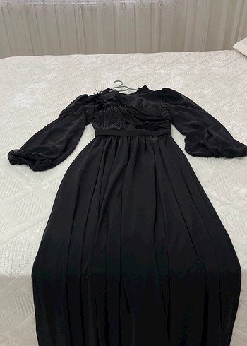 Uzun Siyah Gotik Kadın Abiye Elbise - Görsel 5