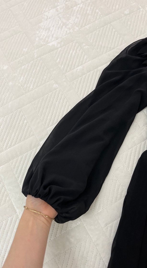 Uzun Siyah Gotik Kadın Abiye Elbise - Görsel 4