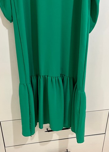 Yeşil Uzun Drapeli Kadın Elbise - Görsel 2