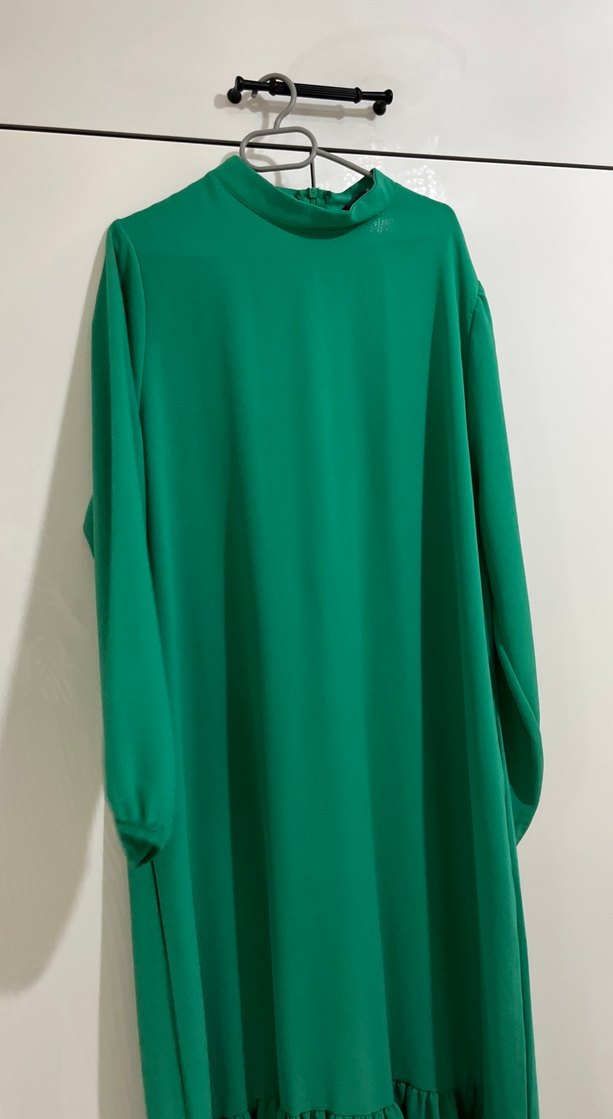 Yeşil Uzun Drapeli Kadın Elbise - Görsel 3