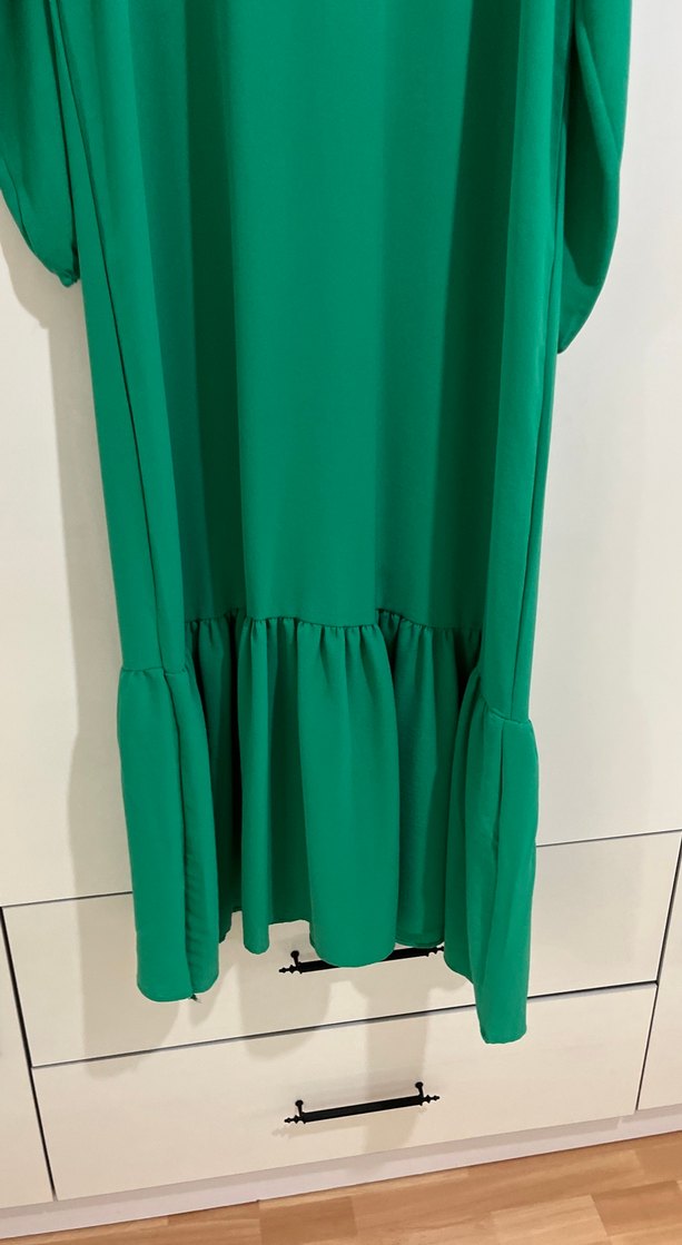 Yeşil Uzun Drapeli Kadın Elbise - Görsel 2