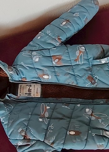 Kahverengi Kürklü Baskılı Mont