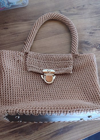 Bej Örgü Kadın Çanta - Görsel 4