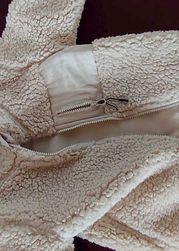 Fermuarlı Beyaz Nakışlı Kadın Portföy Çanta - Görsel 2