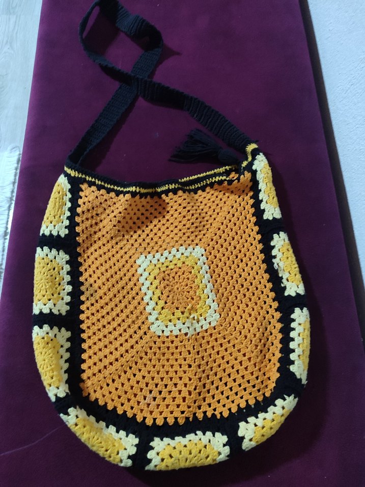 Örgü Çok Renkli Bohem Kadın Çanta - Görsel 3