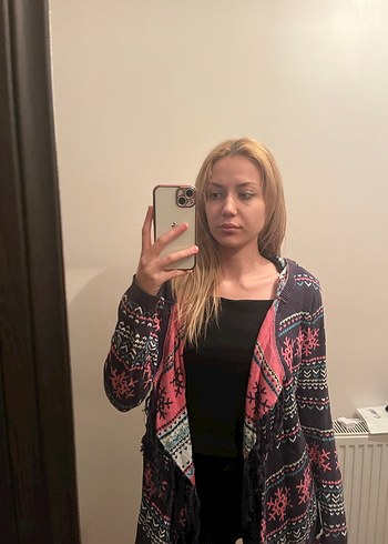 Bohem Tarz Çok Renkli Uzun Kollu Hırka