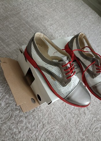 Gri Bağcıklı Stiletto Topuklu Kadın Oxford Ayakkabı - Görsel 2