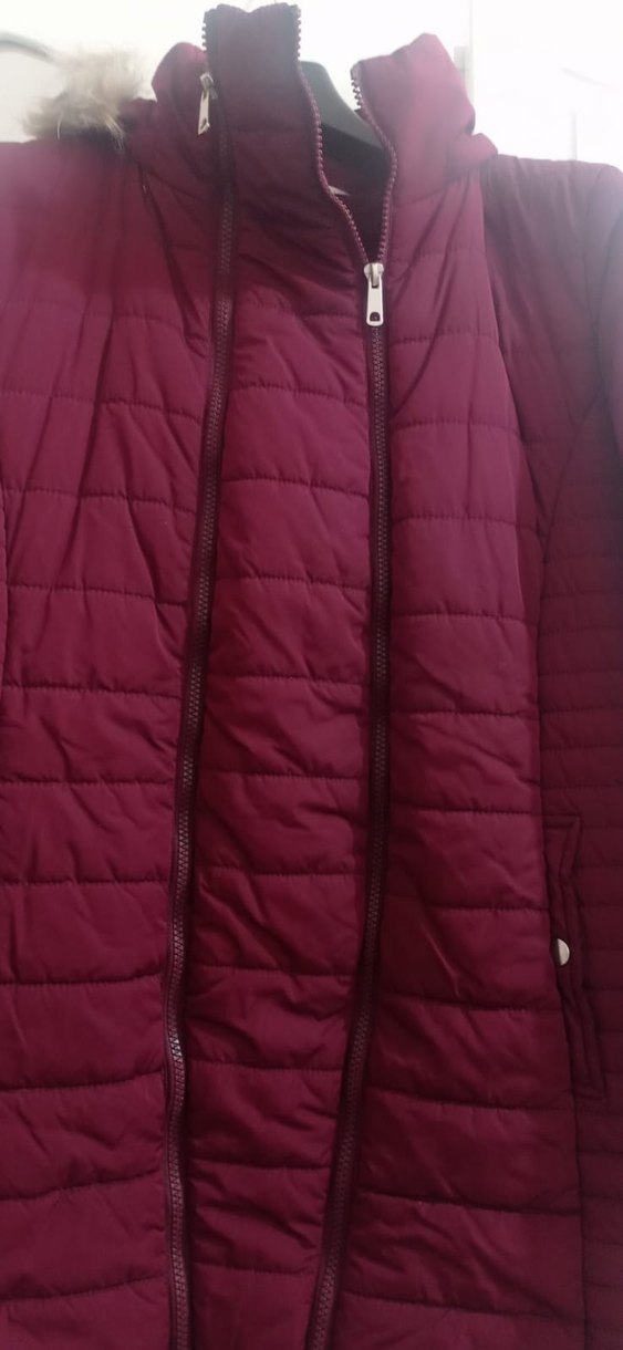Kadın Bordo Midi Kışlık Mont yepyeni 2 defa giyildi - Görsel 4