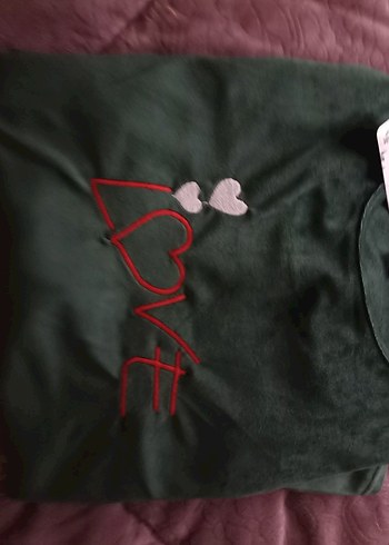 Zümrüt yeşili Baskılı Uzun Kollu Kadın kadife Pijama Takımı - Görsel 3