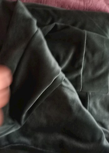 Zümrüt yeşili Baskılı Uzun Kollu Kadın kadife Pijama Takımı - Görsel 5