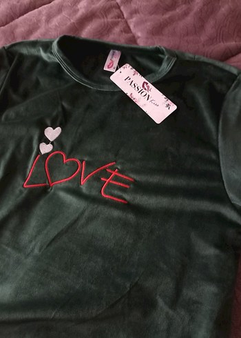 Zümrüt yeşili Baskılı Uzun Kollu Kadın kadife Pijama Takımı - Görsel 2