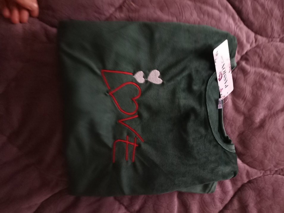 Zümrüt yeşili Baskılı Uzun Kollu Kadın  kadife Pijama Takımı - Görsel 3