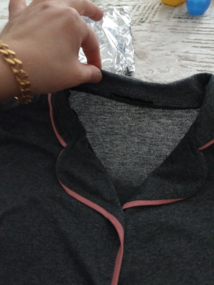 Gri Uzun Kollu Rahat Pijama Takımı - Görsel 5