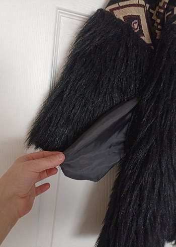 Bohem Desenli Uzun Kollu etnik desenli Kadın Kürk - Görsel 6