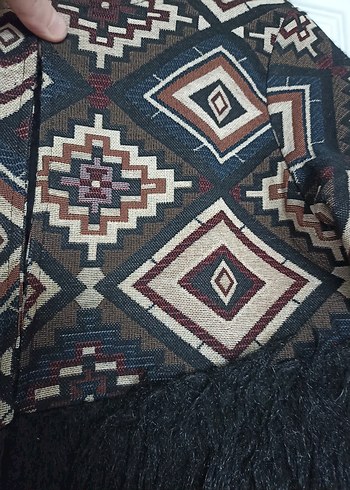 Bohem Desenli Uzun Kollu etnik desenli Kadın Kürk - Görsel 2