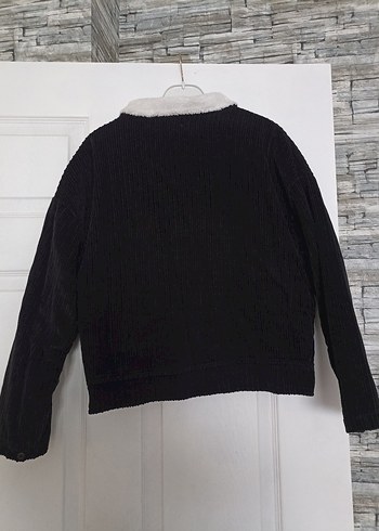 Düğmeli Siyah Kadın kadife mont - Görsel 2