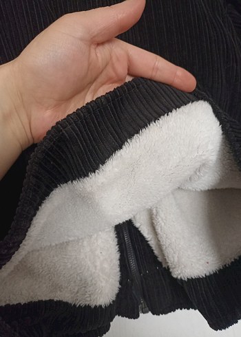 Düğmeli Siyah Kadın kadife mont - Görsel 5