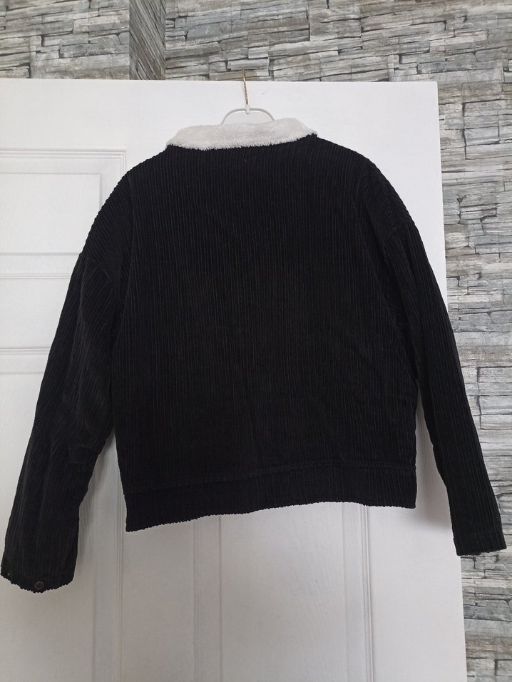 Düğmeli Siyah Kadın kadife mont - Görsel 2