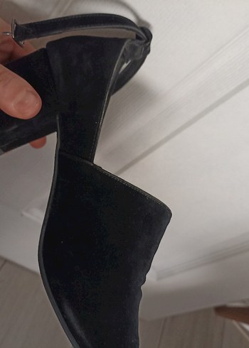 Siyah süet Tokalı Kadın Topuklu Sandalet - Görsel 13