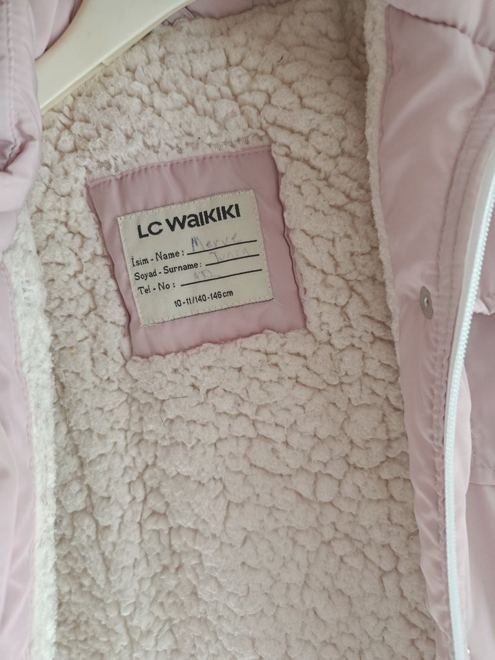 Kız Çocuk Pembe Peluş Detaylı Mont - Görsel 3