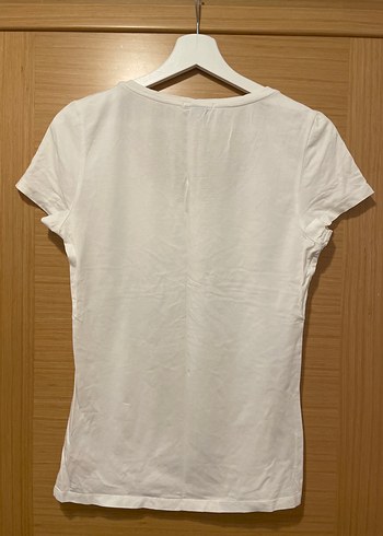 Beyaz Kısa Kollu Basic Kadın Tişört - Görsel 3