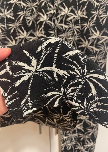 Siyah Baskılı Rahat Kesim Kadın Pantolon - Görsel 2