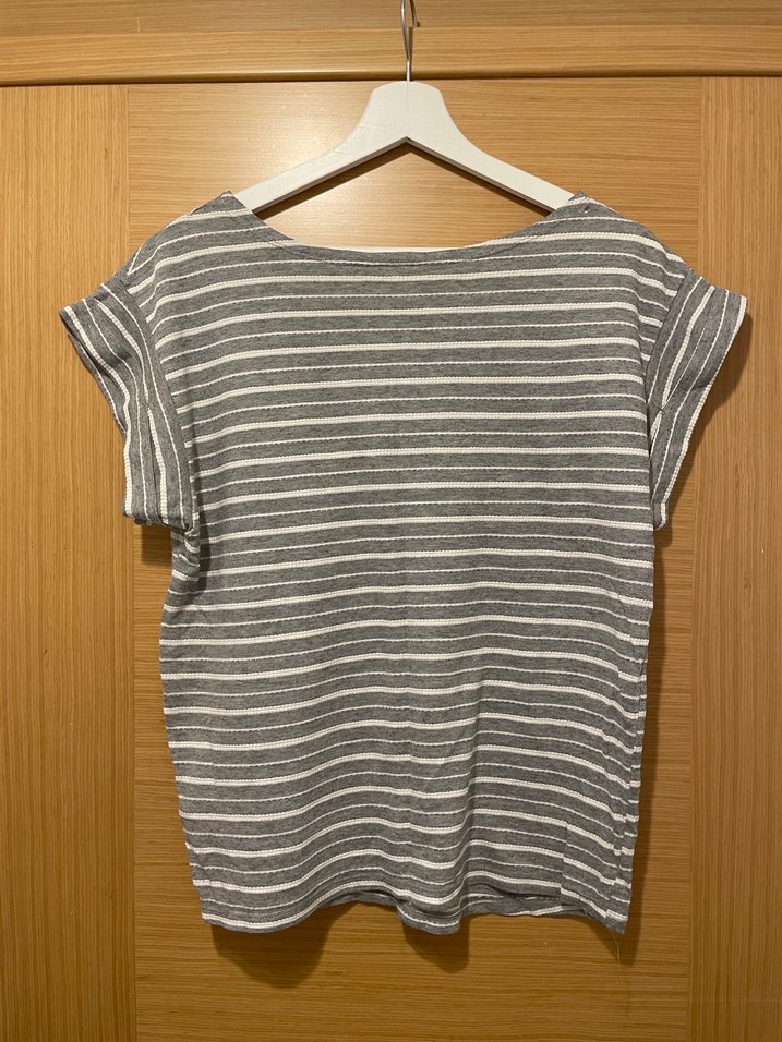 Gri Çizgili Keten Bluz - Görsel 3