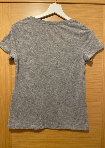 Gri Kısa Kollu Basic Kadın Tişört - Görsel 3