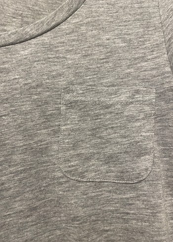 Gri Kısa Kollu Basic Kadın Tişört - Görsel 2