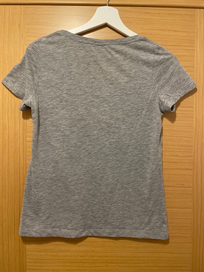 Gri Kısa Kollu Basic Kadın Tişört - Görsel 3