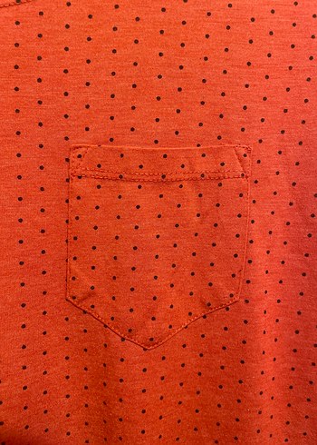 Kadın Kırmızı Pamuklu Mini Noktalı Tişört - Görsel 2
