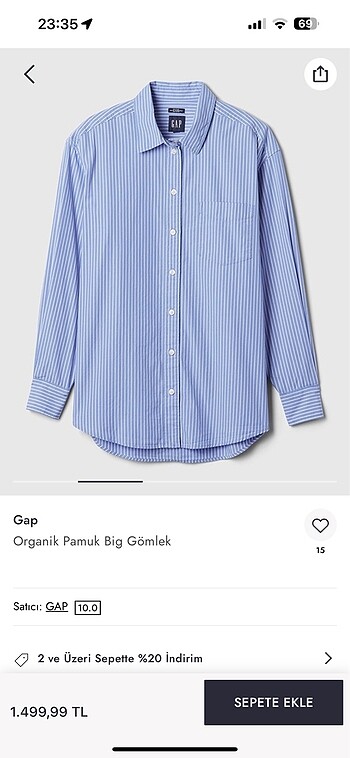 Gap Büyük beden gap gömlek