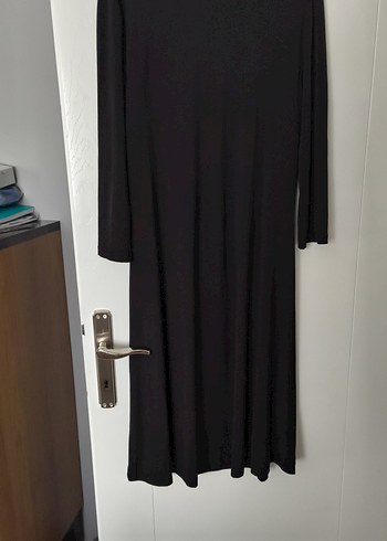 Siyah Uzun Kollu Drapeli Uzun Elbise - Görsel 5