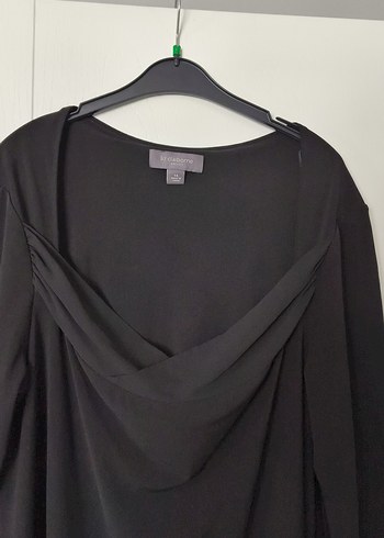 Siyah Uzun Kollu Drapeli Uzun Elbise - Görsel 2