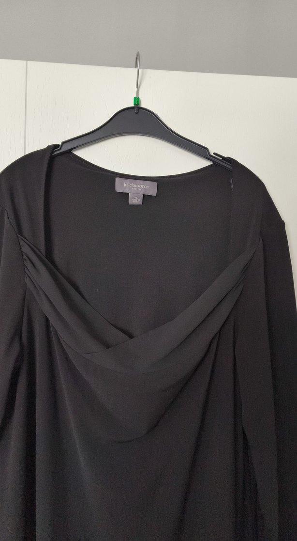 Siyah Uzun Kollu Drapeli Uzun Elbise - Görsel 2