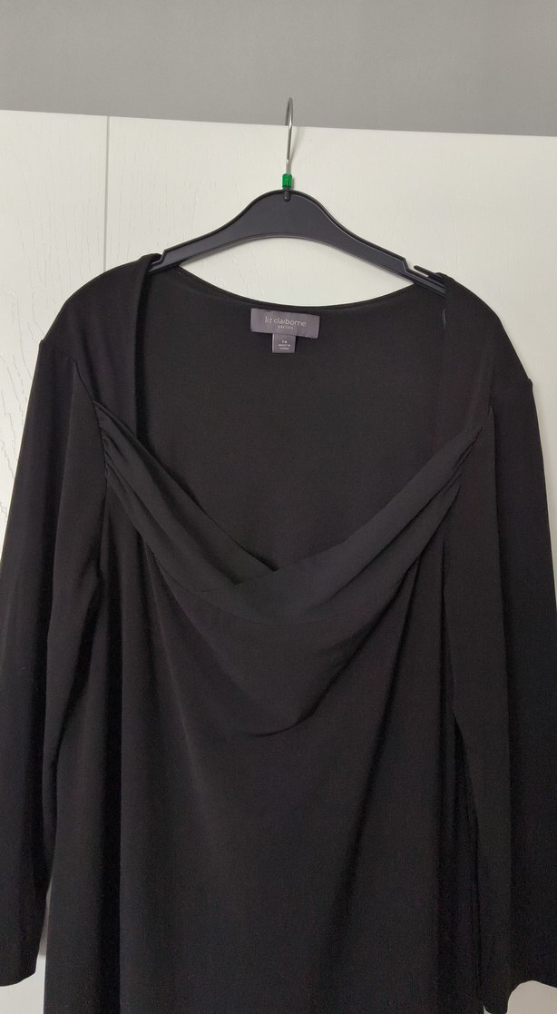 Siyah Uzun Kollu Drapeli Uzun Elbise - Görsel 3