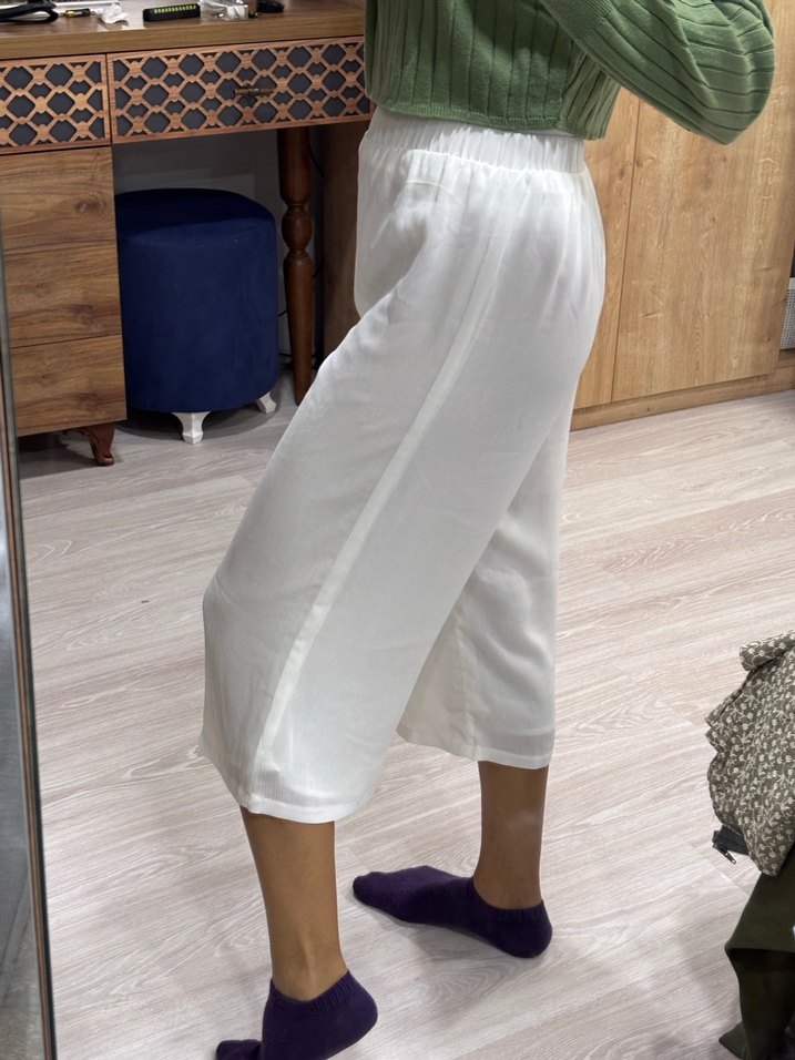 Beyaz Kadın Plaj Pantolonu - Görsel 3