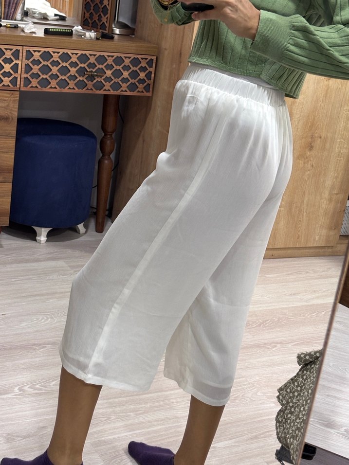 Beyaz Kadın Plaj Pantolonu - Görsel 4