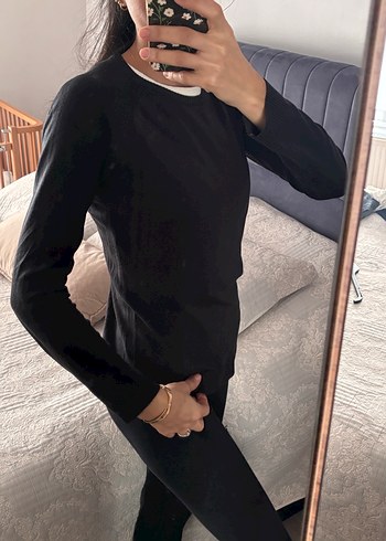 Kadın Siyah Bisiklet Yaka Triko - Görsel 2