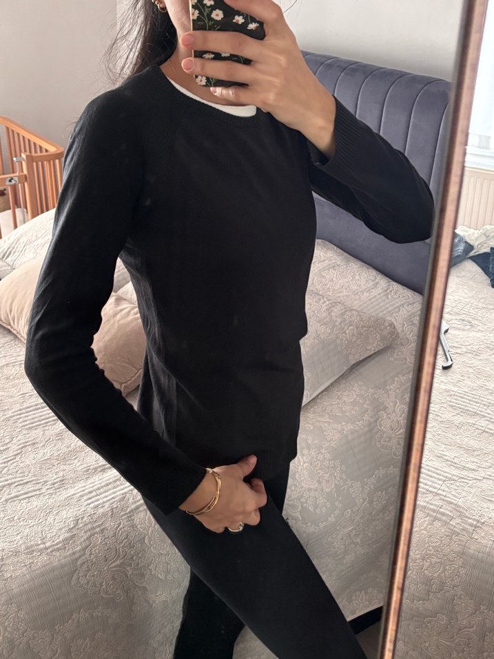 Kadın Siyah Bisiklet Yaka Triko - Görsel 2