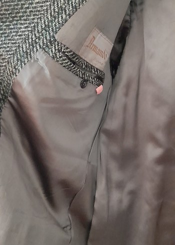 Düğmeli Kahverengi Gri Erkek Yün Kaban - Görsel 5