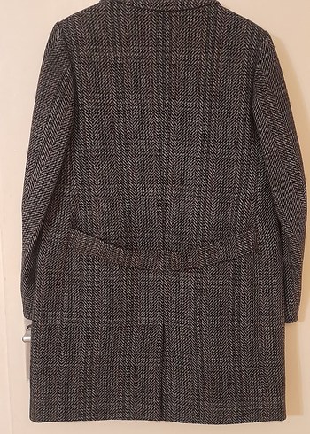 Düğmeli Kahverengi Gri Erkek Yün Kaban - Görsel 3