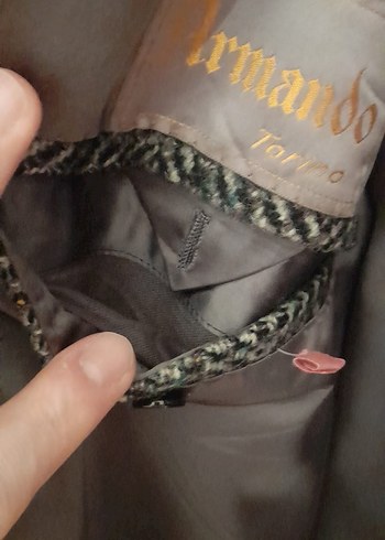 Düğmeli Kahverengi Gri Erkek Yün Kaban - Görsel 4