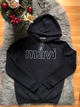 Siyah sweatshirt mavi