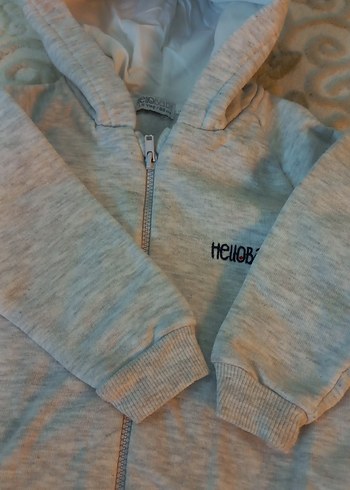 Kapüşonlu Erkek Çocuk Gri Fermuarlı Sweatshirt - Görsel 2